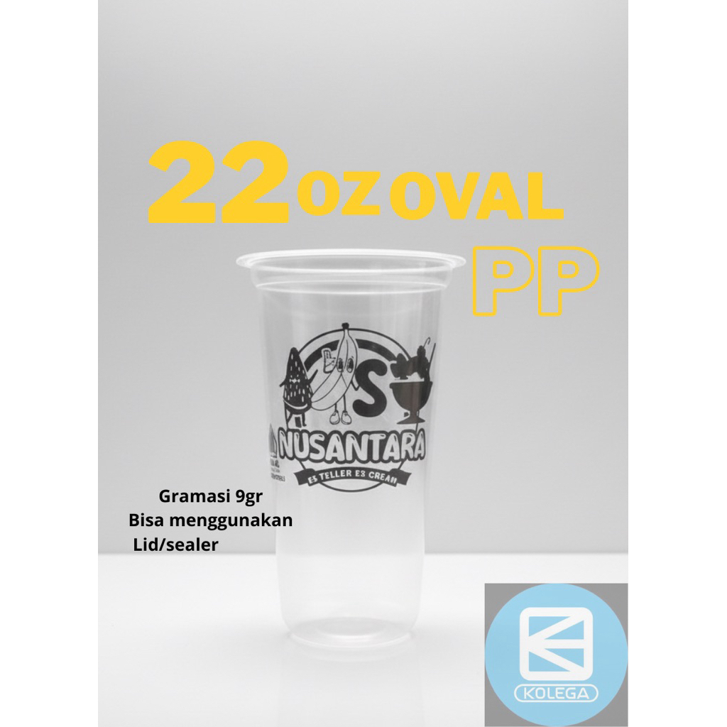 Cup Sablon , Gelas Plastik 22oz Oval || Cup ES JUS || Cup Sablon