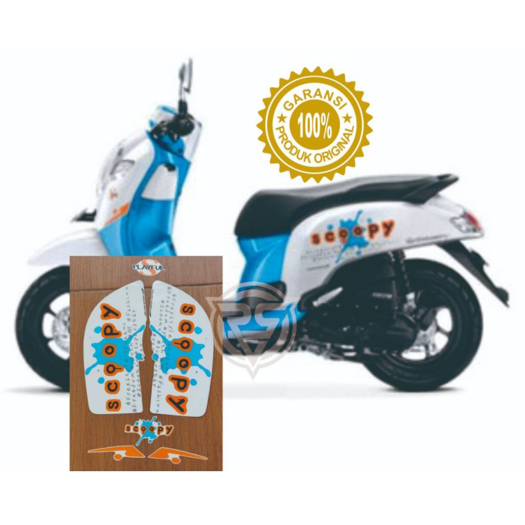 striping motor Scoopy tahun 2016-2017 warna putih biru 100% original