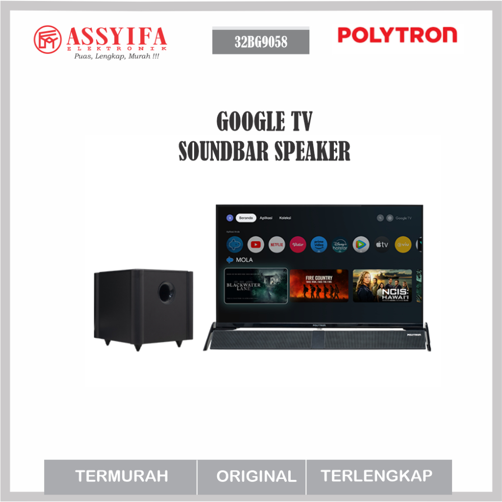 LED TV  POLYTRON 32INCH CINEMAX SOUNDBAR 32BV1558 DIGITAL READY + SPEAKER SOUNDBAR NEW GARANSI RESMI