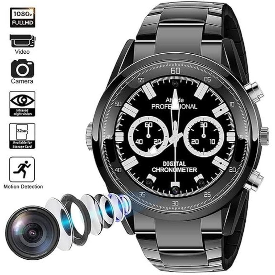 SelectedPro Spy Camera Mini Jam Tangan 32GB 1080P Waterproof 32GBWATCH-STAN Spycam Kamera Watch Pere