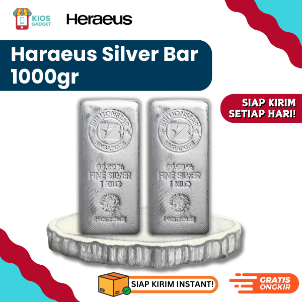 Perak Batangan Silver Bar Heraeus Singapore 99.9% 1000gr | Silver Bar Heraus Sigapore 1kg
