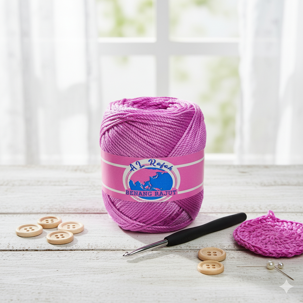 ALRAFAH - BENANG RAJUT POLY KILAP LILAC