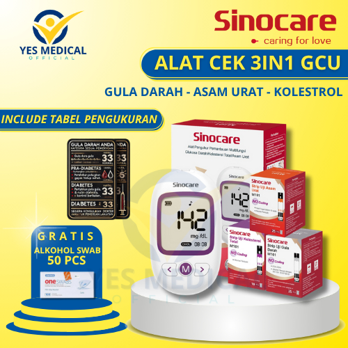 Paket Lengkap Alat Cek Gula Darah 3 In 1 Asam Urat Kolesterol