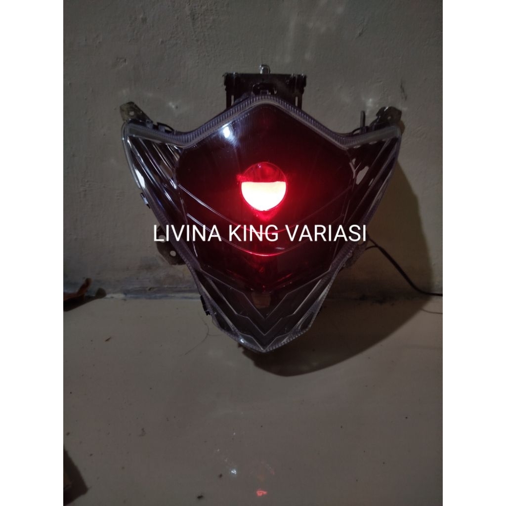 Kedok Reflektor Lampu Depan Satria FU Facelift 2014 Pkus Lampu LED H4 Super Terang