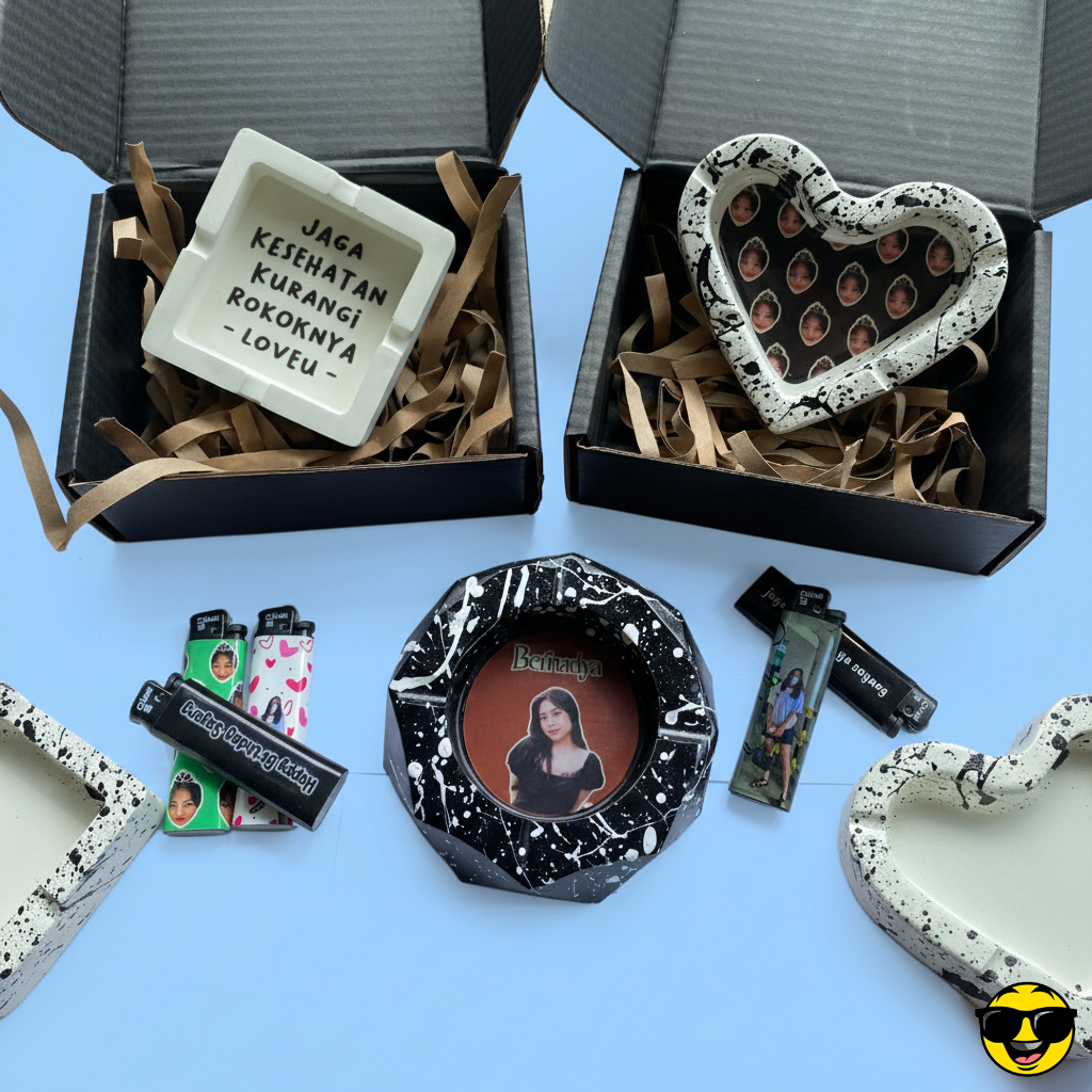 [BISA COD] Asbak Custom Nama & Foto | Kado Pacar Cowok Cewek | Hadiah Anniversary Unik Romantis | As