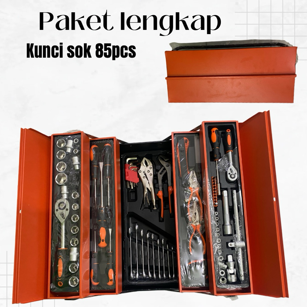 Tool Kit 85 Pcs Kunci Sok Set /Tool Box Set  Alat Bengkel