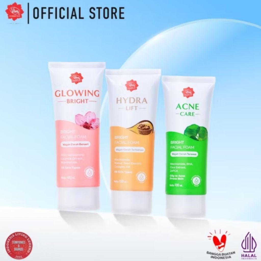 Viva Bright Facial Foam 100ml | Viva Facial Foam | Viva Pembersih Wajah | Viva Hydra Lift Facial Foa