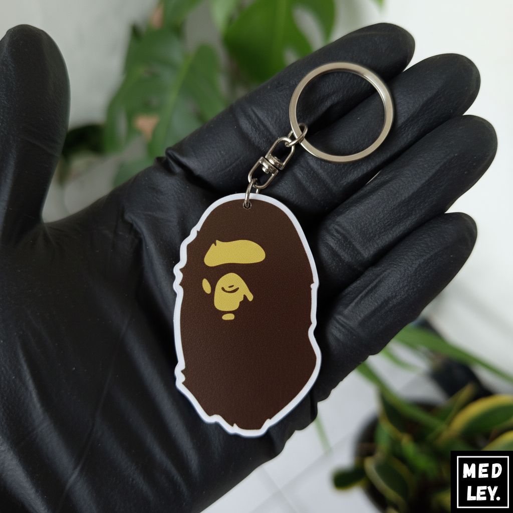 A BATHING APE /Gantungan kunci brand Bape keychain motif Gorilla head