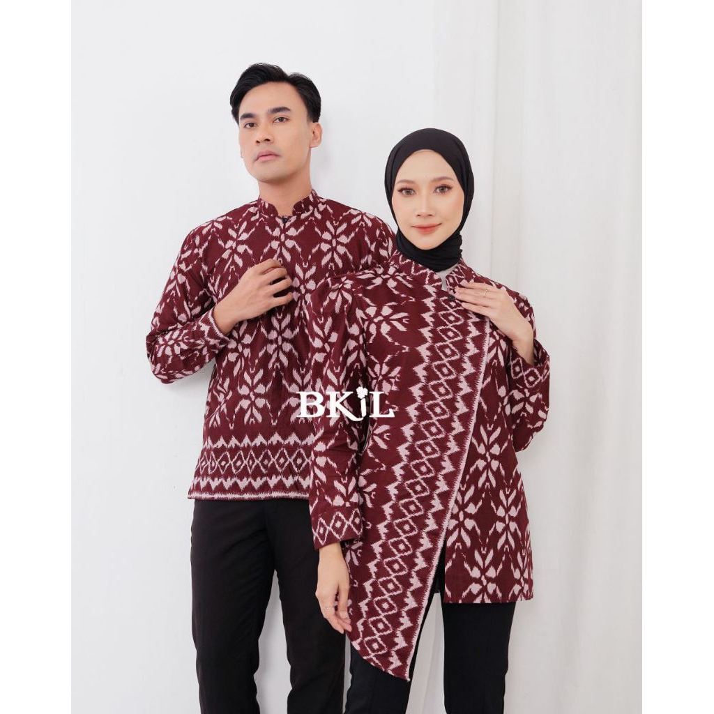 Baju Batik Couple Atasan Batik Kerja Kantor Modern Songket Puffy