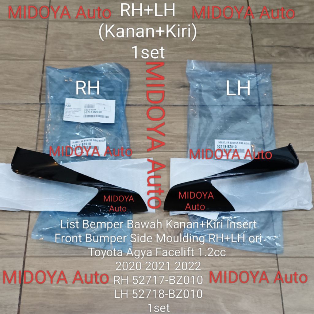 List Bemper Bawah Insert Front Bumper Side Moulding Toyota Agya Facelift 1.2cc 2020 2021 2022 ori 52