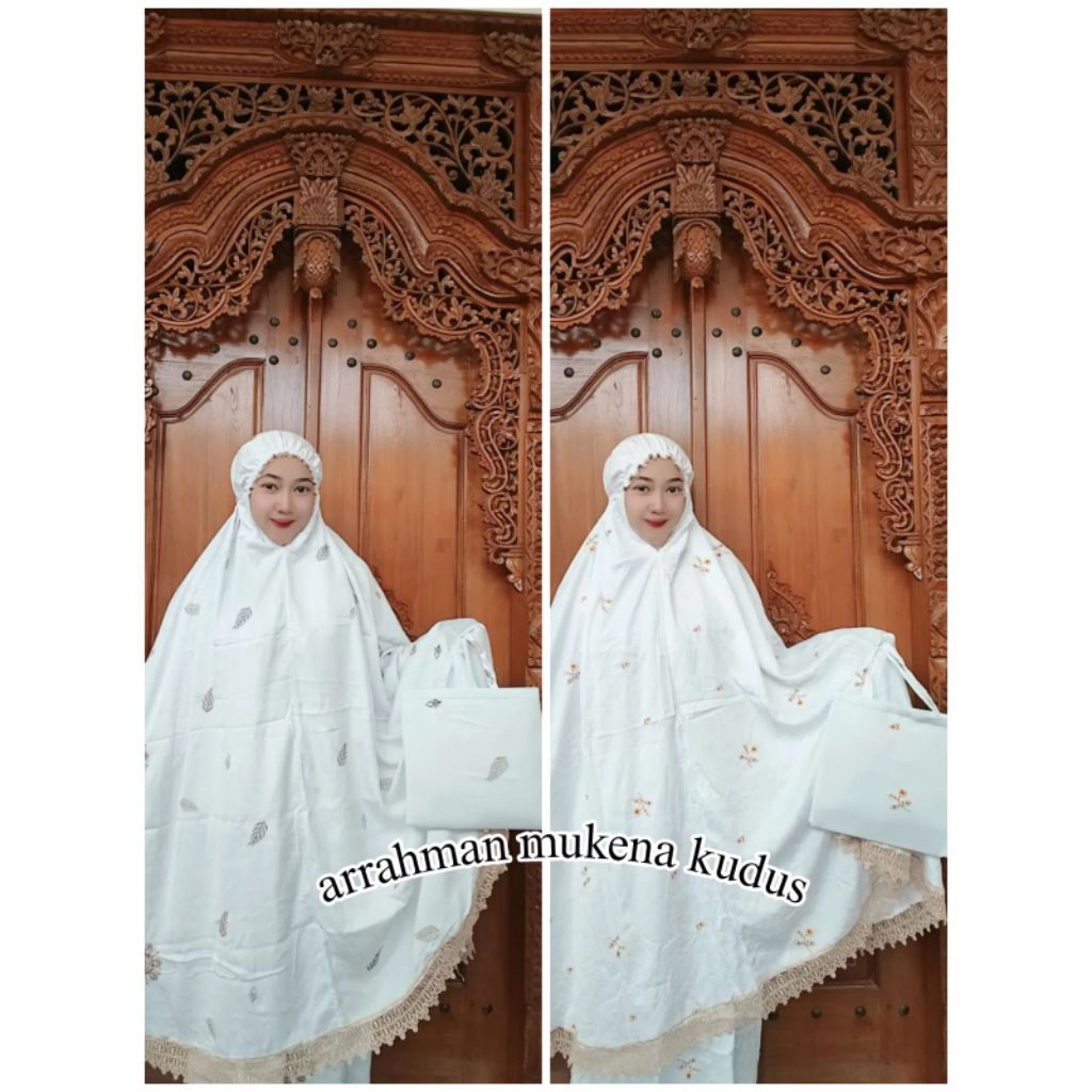 MUKENA PUTUSAN KAIN PUTIH DEWASA BAHAN RAYON TWILL