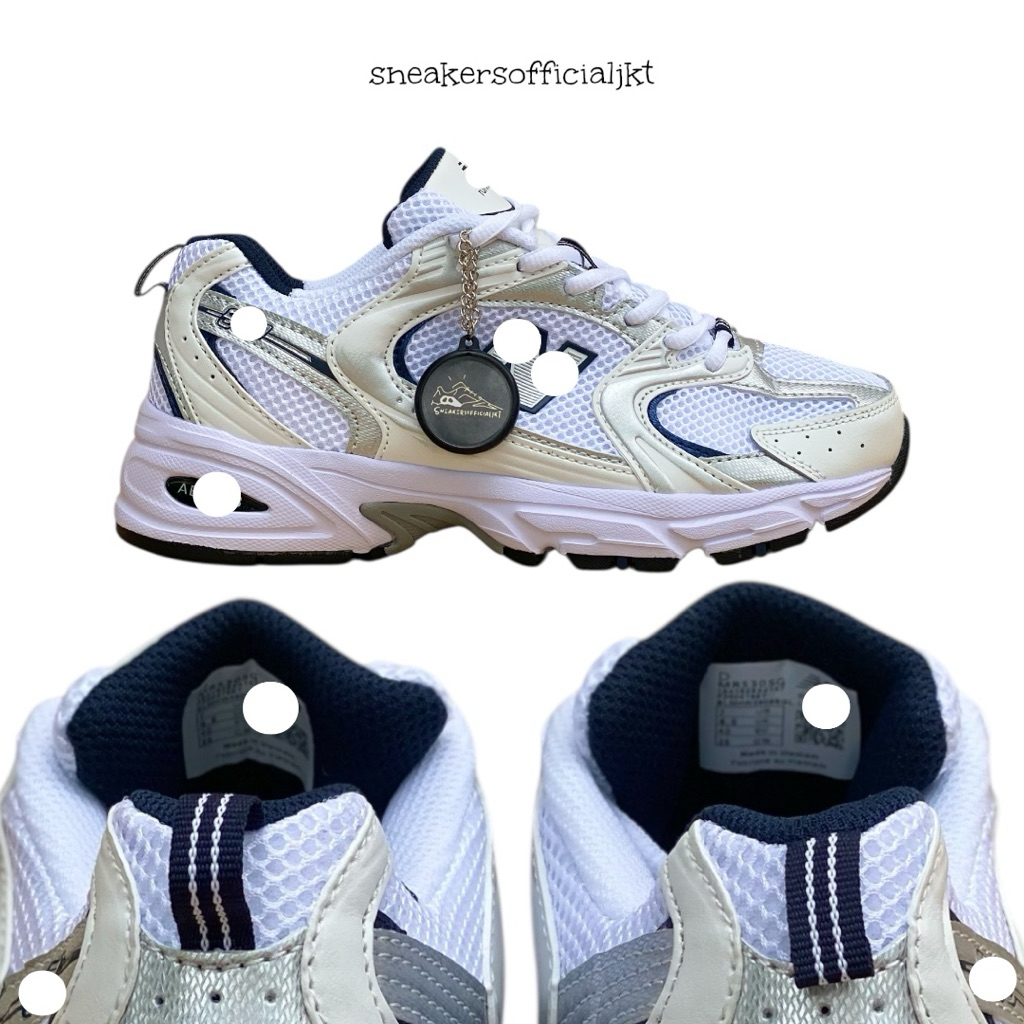 Sneakers Pria Wanita 530 White Silver Navy Indigo - Sepatu Sneakers Pria Wanita NB 530 Sepatu Runnin