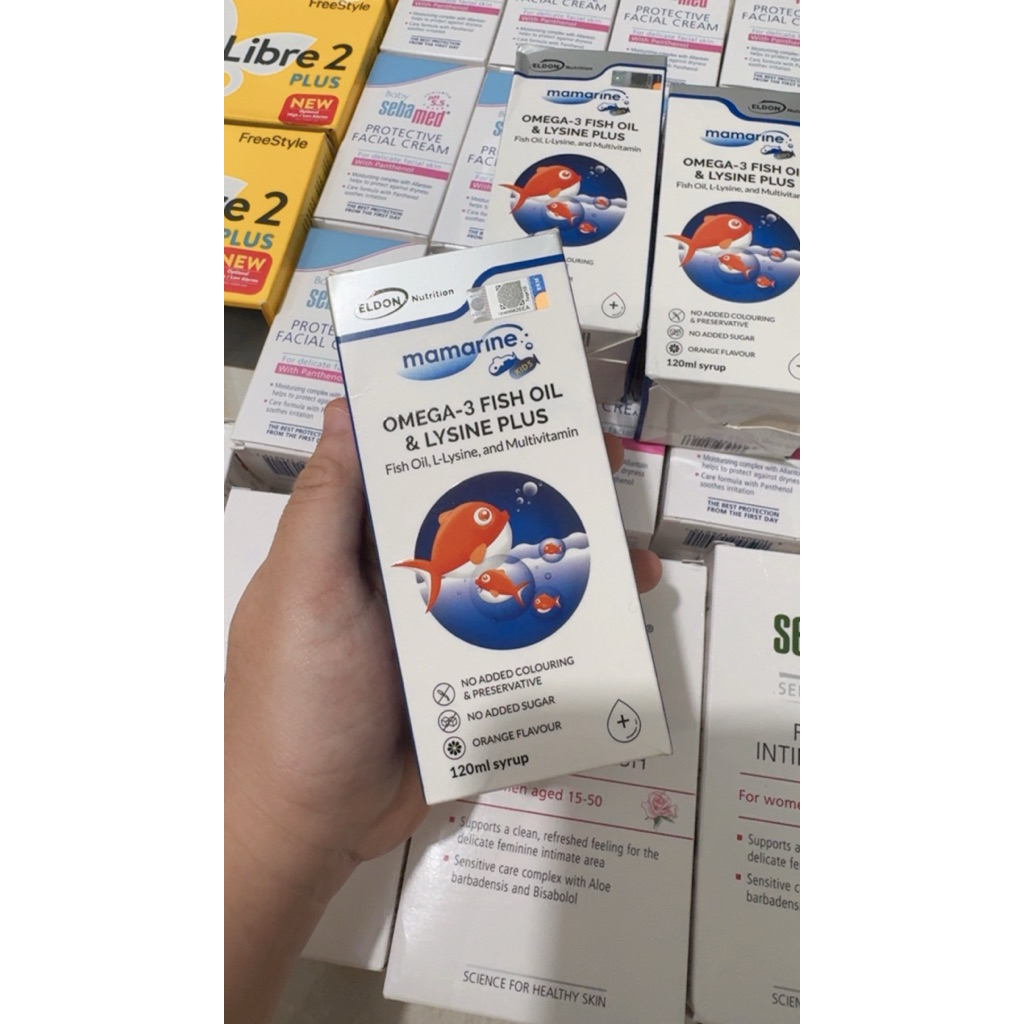 READY STOCK SIAP KIRIM Mamarine Omega 3 Fish Oil & Lysine Plus