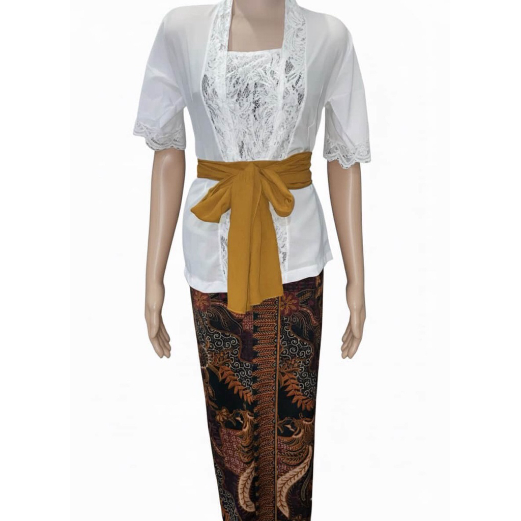 SET KEBAYA BALI MOSTCREF KOMBINASI BROKAT LENGAN PENDEK