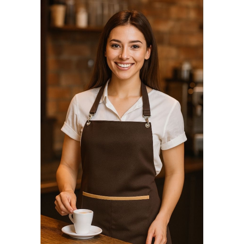 Apron celemek masak dapur celemek waterproof celemek pria wanita Apron barista Apron pelayan cafe ce