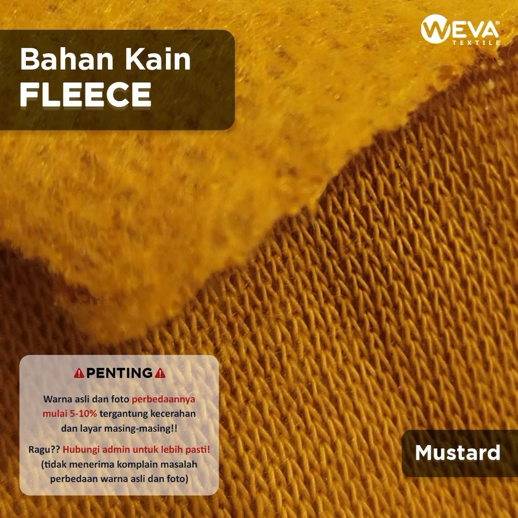 Bahan Kain Kiloan Sweater Jaket Fleece PE 280gram Mustard