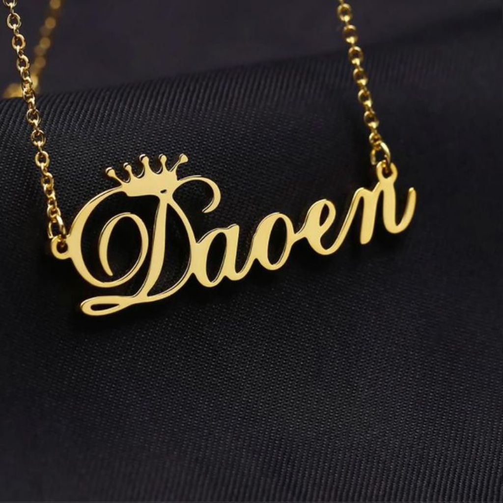 Kalung nama titanium anti karat premium anak dewasa kalung nama aksesoris wanita necklace titanium g