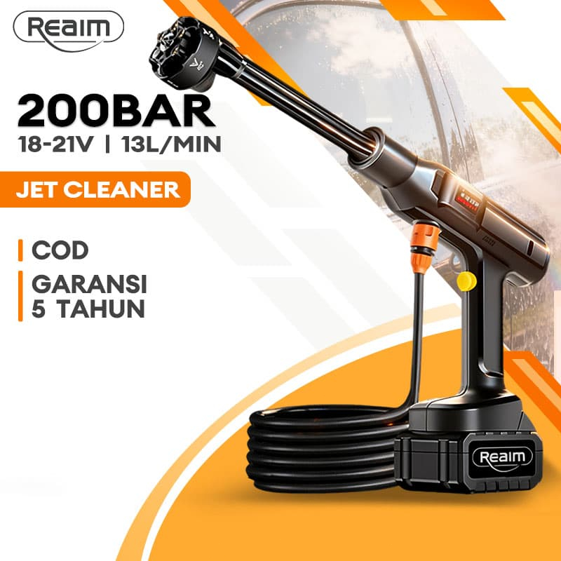 Reaim jet cleaner 200BAR mesin semprotan Portable cuci mobil motor alat cuci motor semprotan kencang