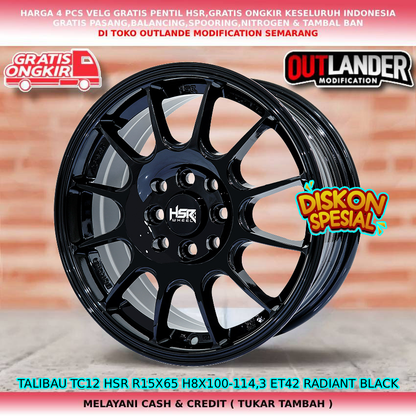 Velg racing ring15 untuk mobil Kijang LGX| Veloz| Avanza| Livina| dll velg hsr talibau R15
