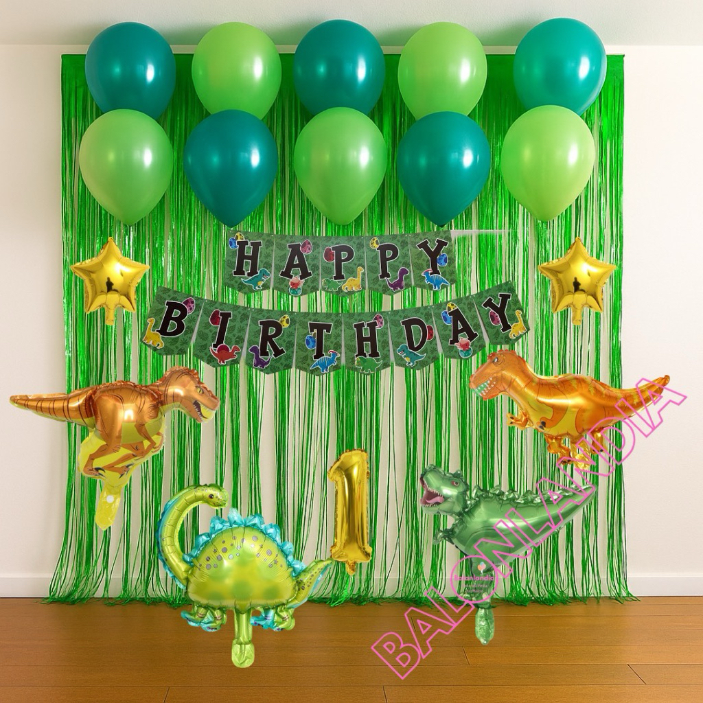 [BL] Paket Set Dekorasi Ulang Tahun Dinosaurus/ Paket Ulang Tahun Dinosaurus/ Set Dekorasi Jungle Di
