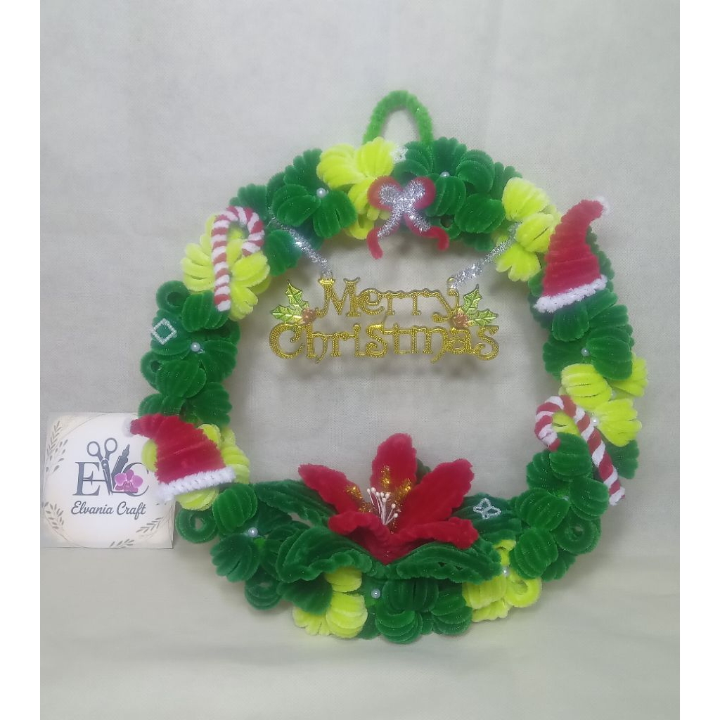 Hiasan pintu Natal kawat bulu | Krans | Gantungan pintu | Hiasan dinding | Ring rotan