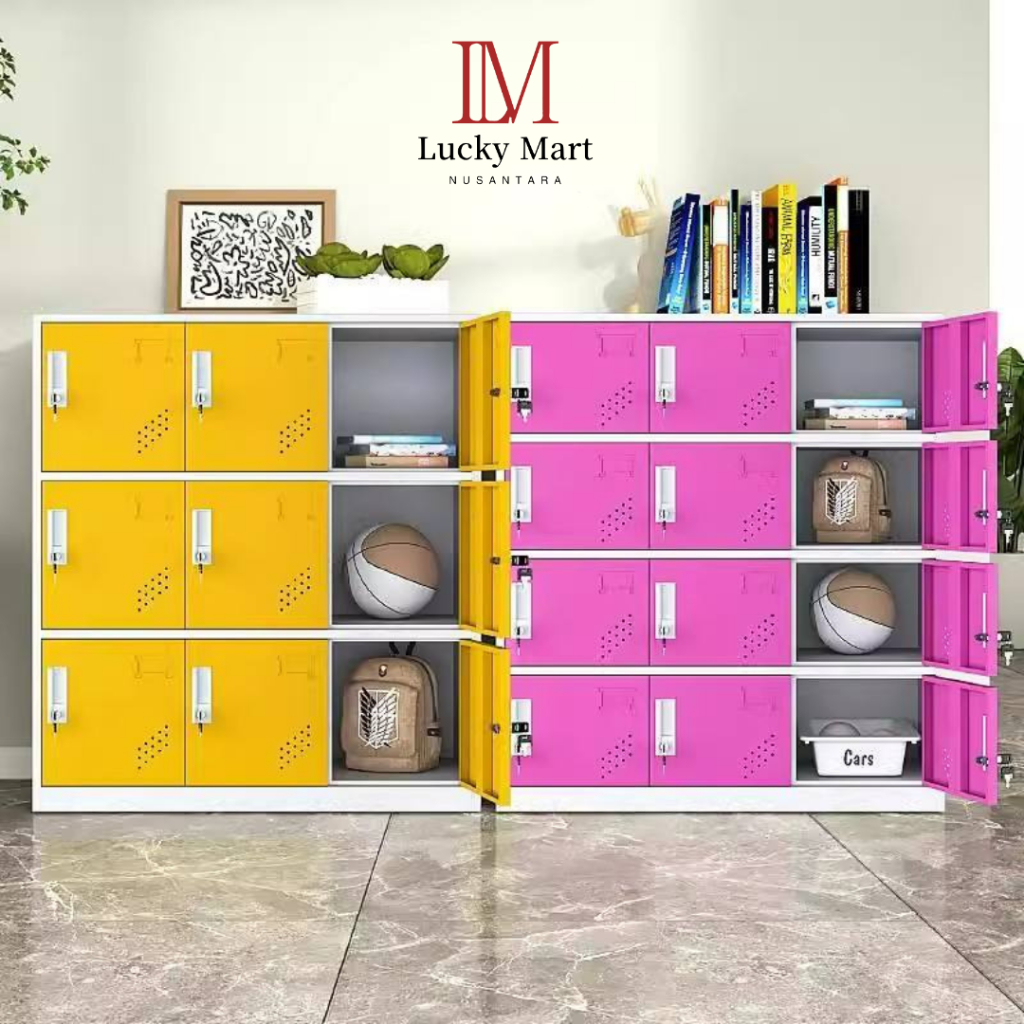 Lemari Tas Tertutup Anti Debu Minimalis TK Loker Sekolah Loker Warna Loker Multifungsi Loker Anak