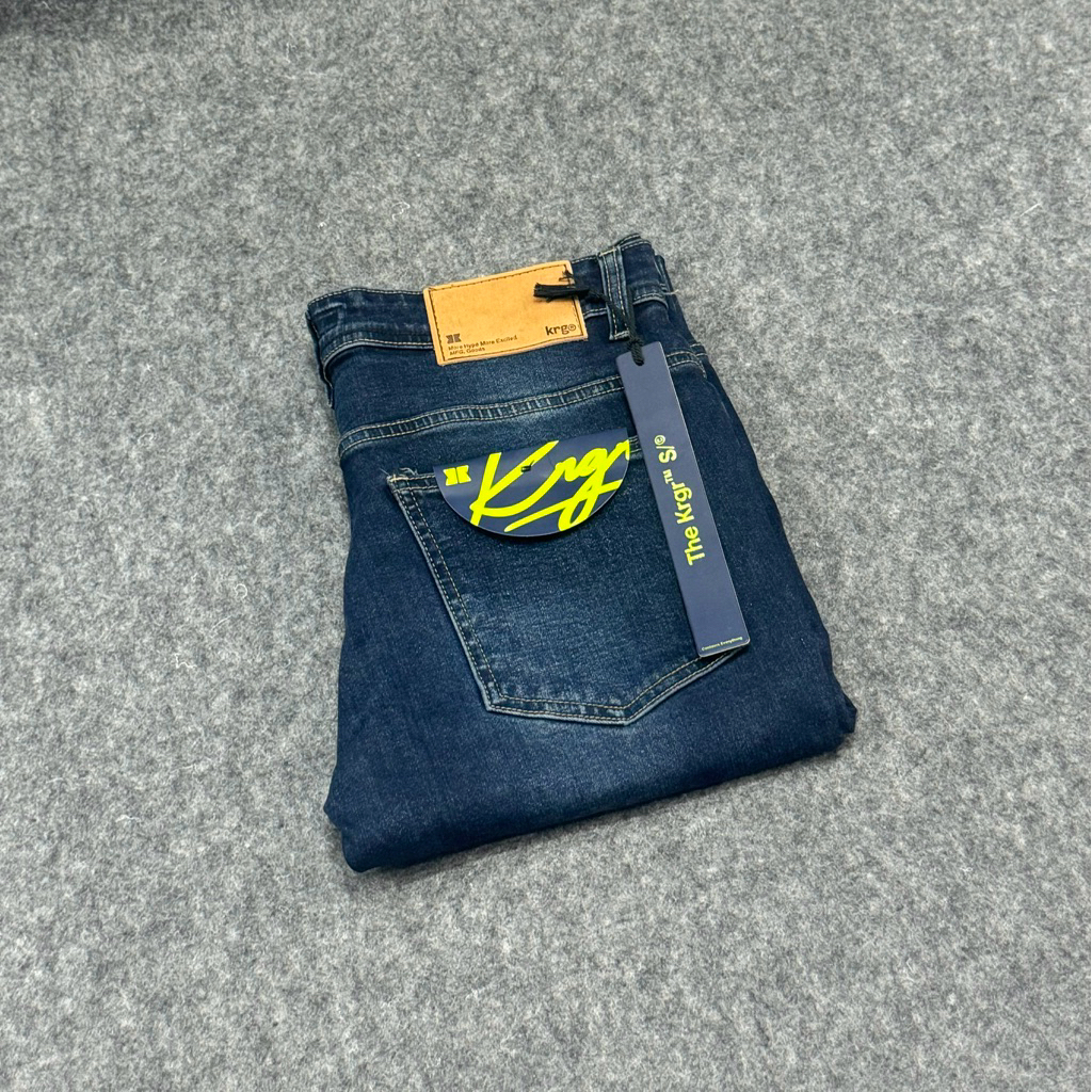 Celana Panjang Jeans KRGR Original Warna Biru Gelap Slim-Fit
