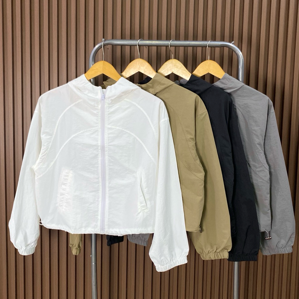 JAKET PARASUT - CROP JAKET WINDBREAKER JAKET YOGA PILATES OUTFIT TENNIS