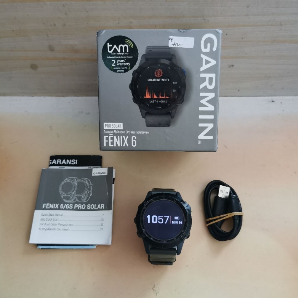 GARMIN FENIX 6 Pro Solar Bekas - Fullset Resmi - Second