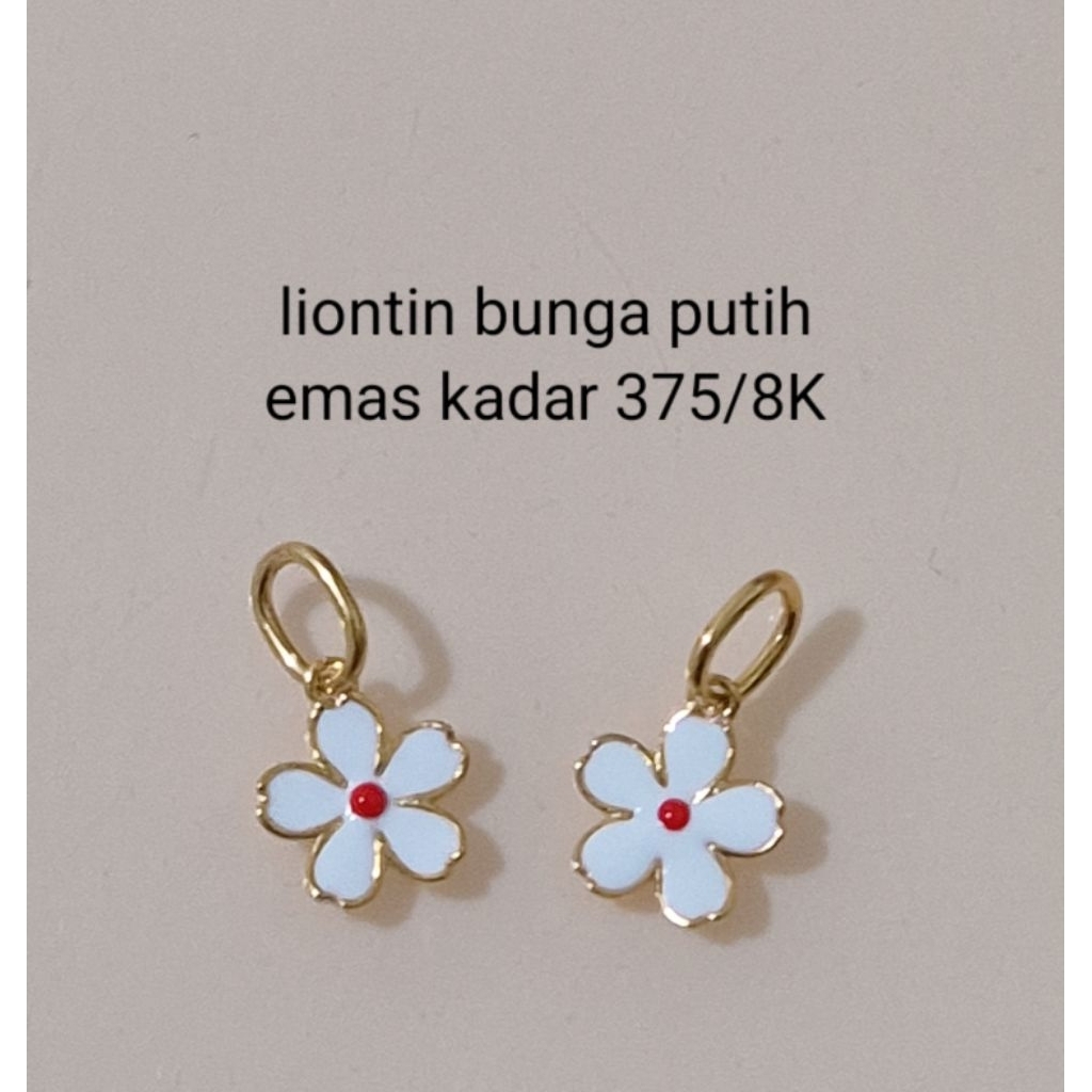 Liontin emas bunga putih kadar 375/8K