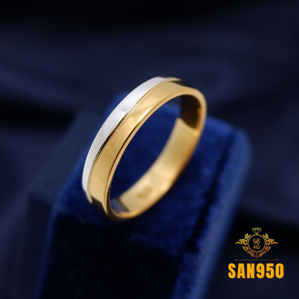 Cincin Nikah Tunangan Perak 950 Pria – Platinum Palladium Emas Putih Kuning P270 | SAN950 Premium