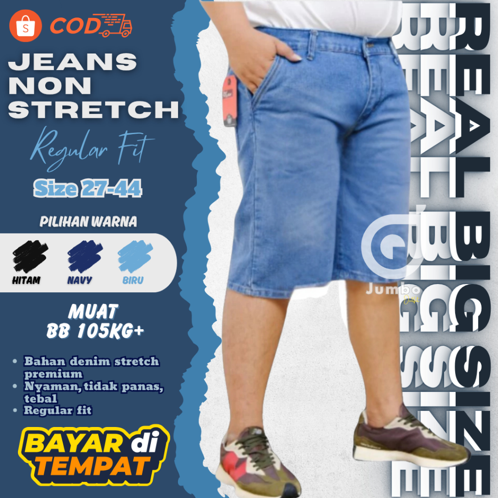 S.VALO Original - Celana Jeans Pendek Pria Standar Reguler Jumbo Big Size termurah/terlaris 40-60