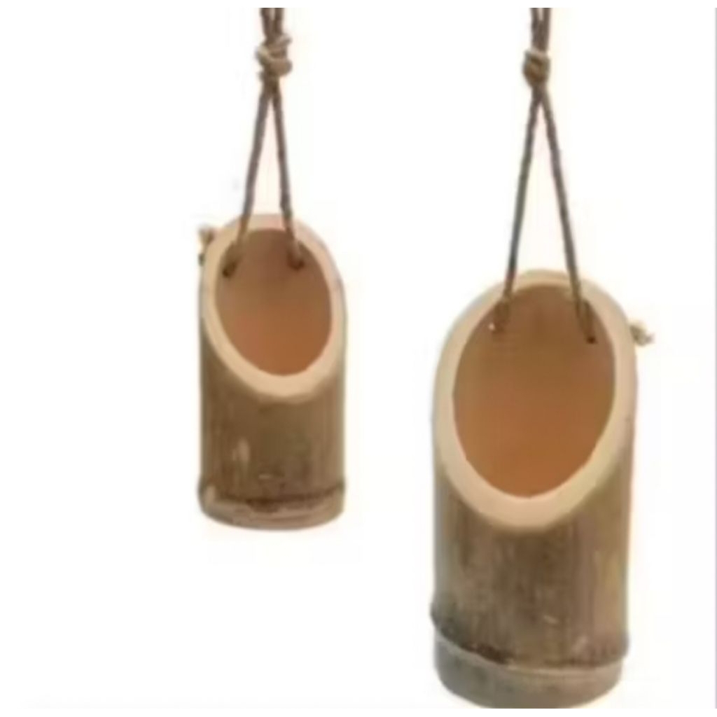 pot bunga gantung bambu alami