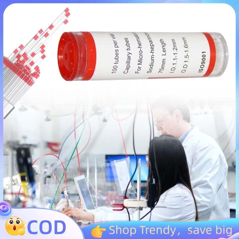 100Pcs Tabung Pipa Kapiler Tabung Hematokrit Tabung Pipa Tabung Pipa Kapiler Hematokrit