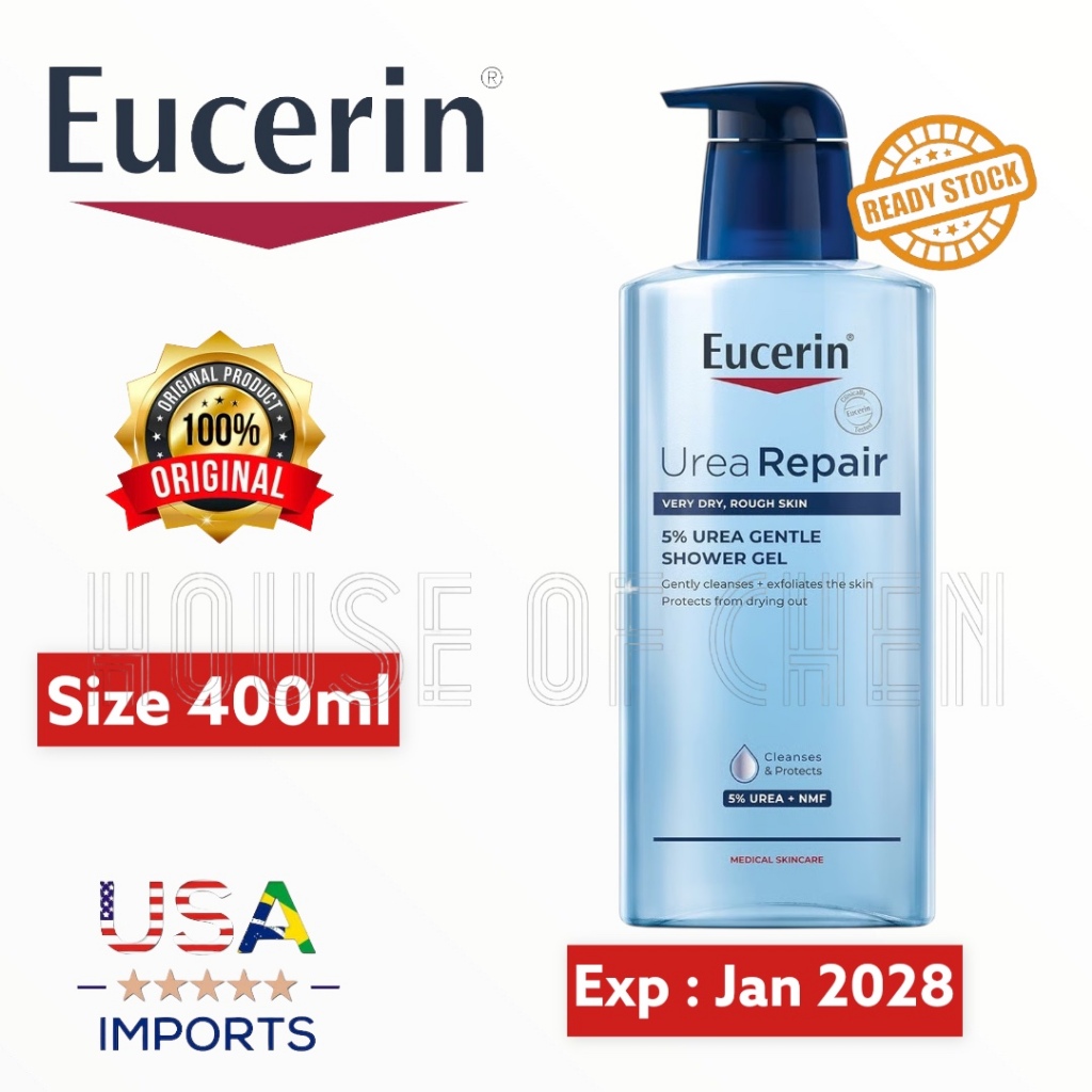 EUCERIN UreaRepair 5% Urea Gentle Shower Gel 400ml untuk kulit sensitif dengan Urea