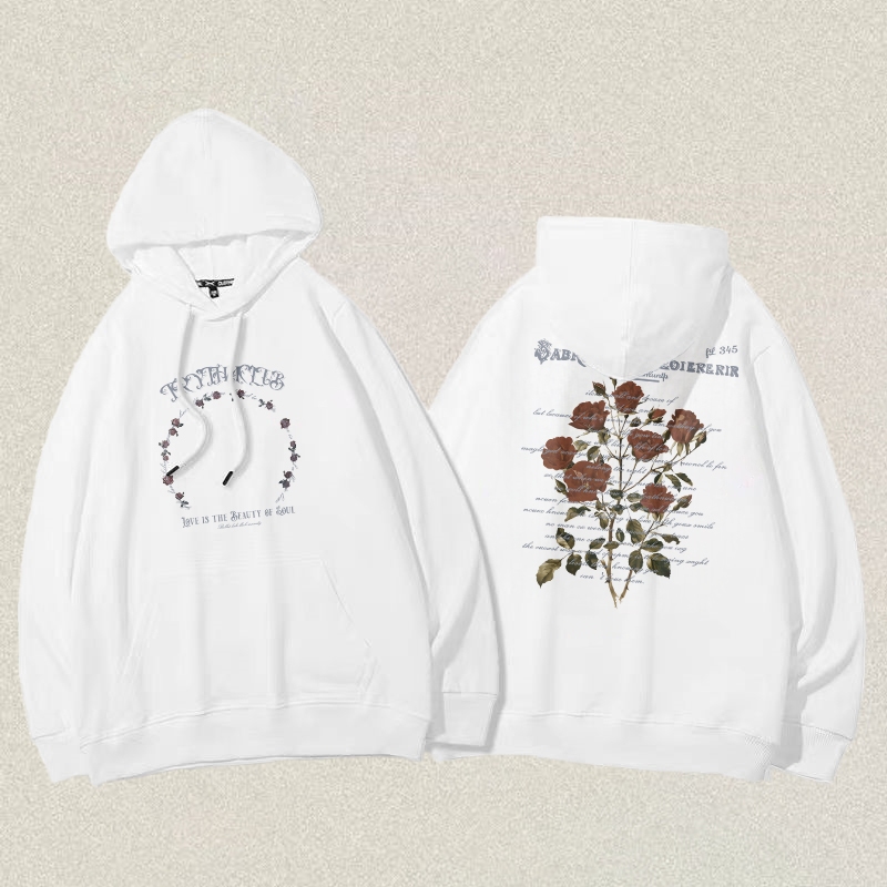 RENELLE Hoodie Pria Distro Original 100% Bahan Tebal | Hoodie Hoodie Pria Mawar Huruf Keren Print | 