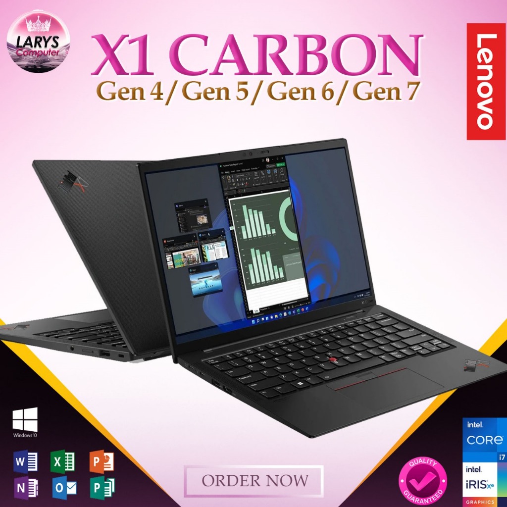Lenovo Thinkpad X1 Carbon Series Intel I7 I5 16GB 512GB Touch Intel IRIS Murah Bergaransi
