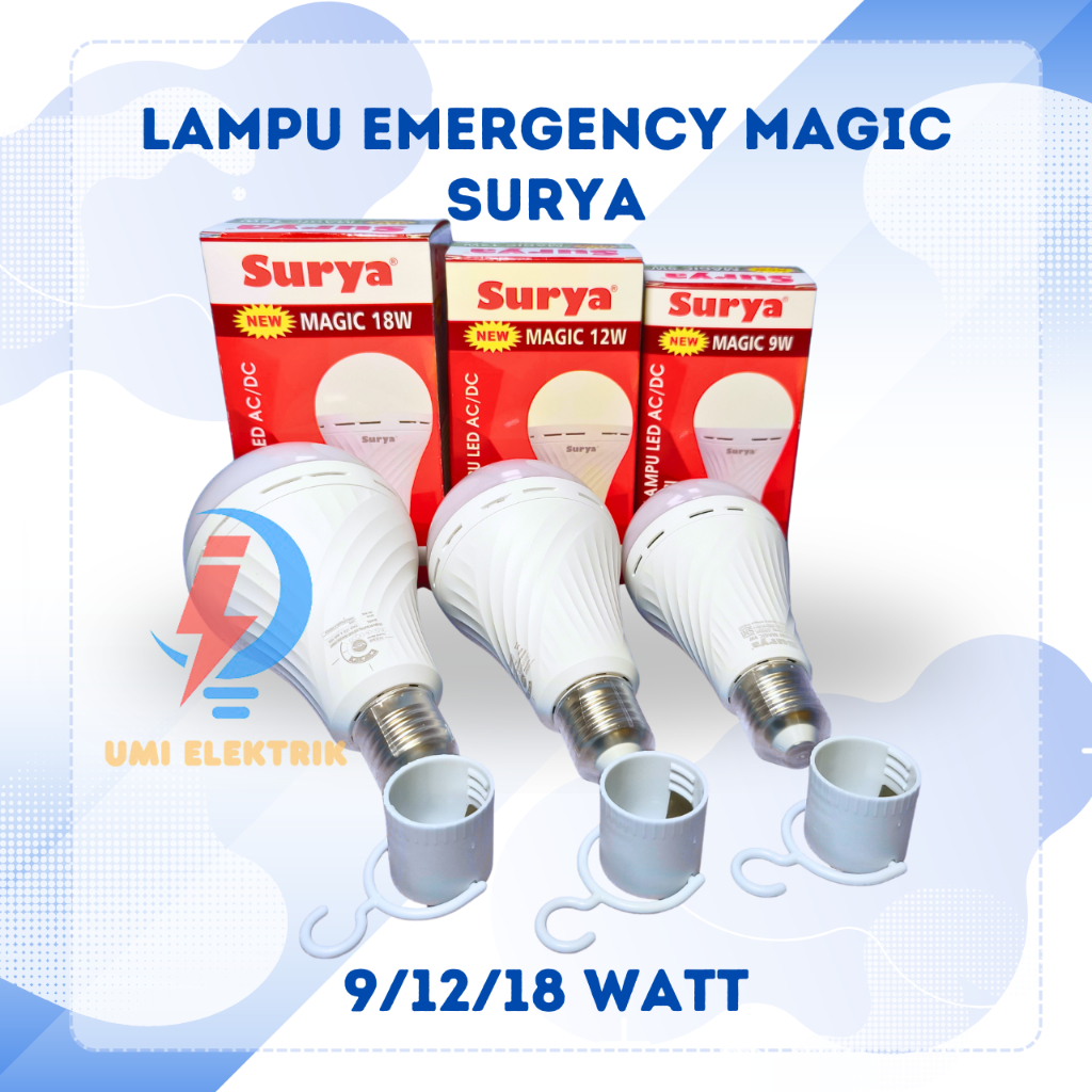 Lampu Emergency Lampu Magic Surya 9/12/18 Watt