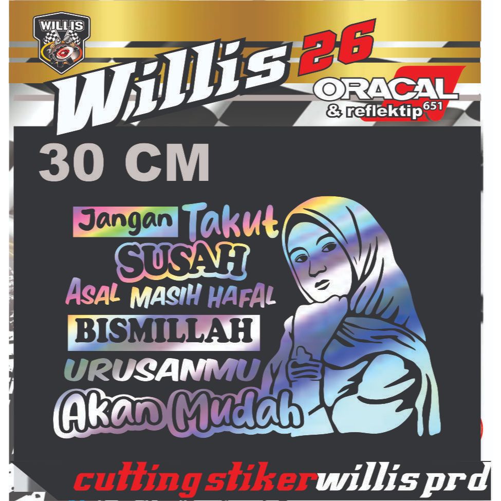 Cutting Sticker/Stiker Kaca Mobil/Truck Pickup L300 Kata Kata Bijak Lucu Jangan Takut Susah 30 CM