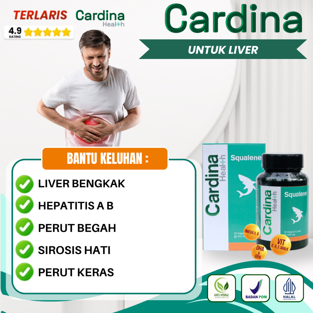 Cardina Heal+h Squalene - Obat Liver, Hepatitis A B, Liver Bengkak, Perut Bengkak, Perut Keras, Peru