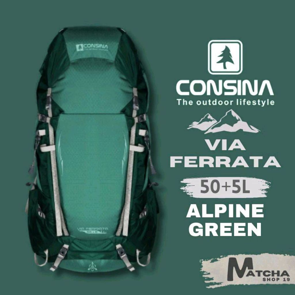 Tas Gunung / Carrier Premium Via Ferrata 50+5 Liter Free Rain Cover New Produk Consina