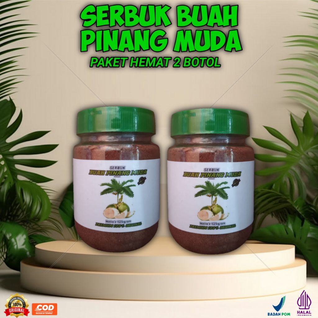 READY PAKET HEMAT 2 BOTOL SERBUK BUAH PINANG MUDA ORIGINAL (jambe/tahan lama/herbal tradisional)