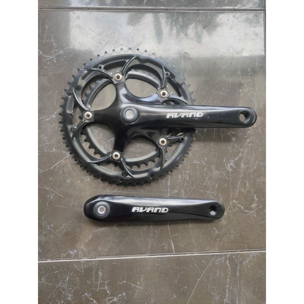 crank sepeda lipat balap double chainring 2 speed AVAND 53 - 39T hitam