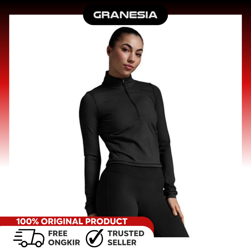 Baju Olahraga Lari Wanita 2XU Women's Flex Crop 1/2 Zip Long Sleeve 2XUWR7482ABB|Running Jacket