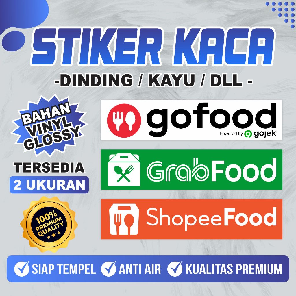 Stiker Kaca Gofood GrabFood ShopeeFood Stiker Dinding Stiker ANTI AIR