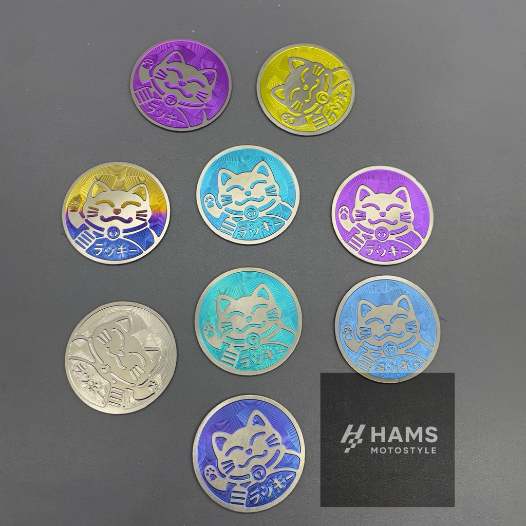 EMBLEM LOGO KUCING TAMENG DEPAN MIO SPORTY SMILE SOUL GRAND FILANO TITANIUM ORI VIETNAM-SILVER