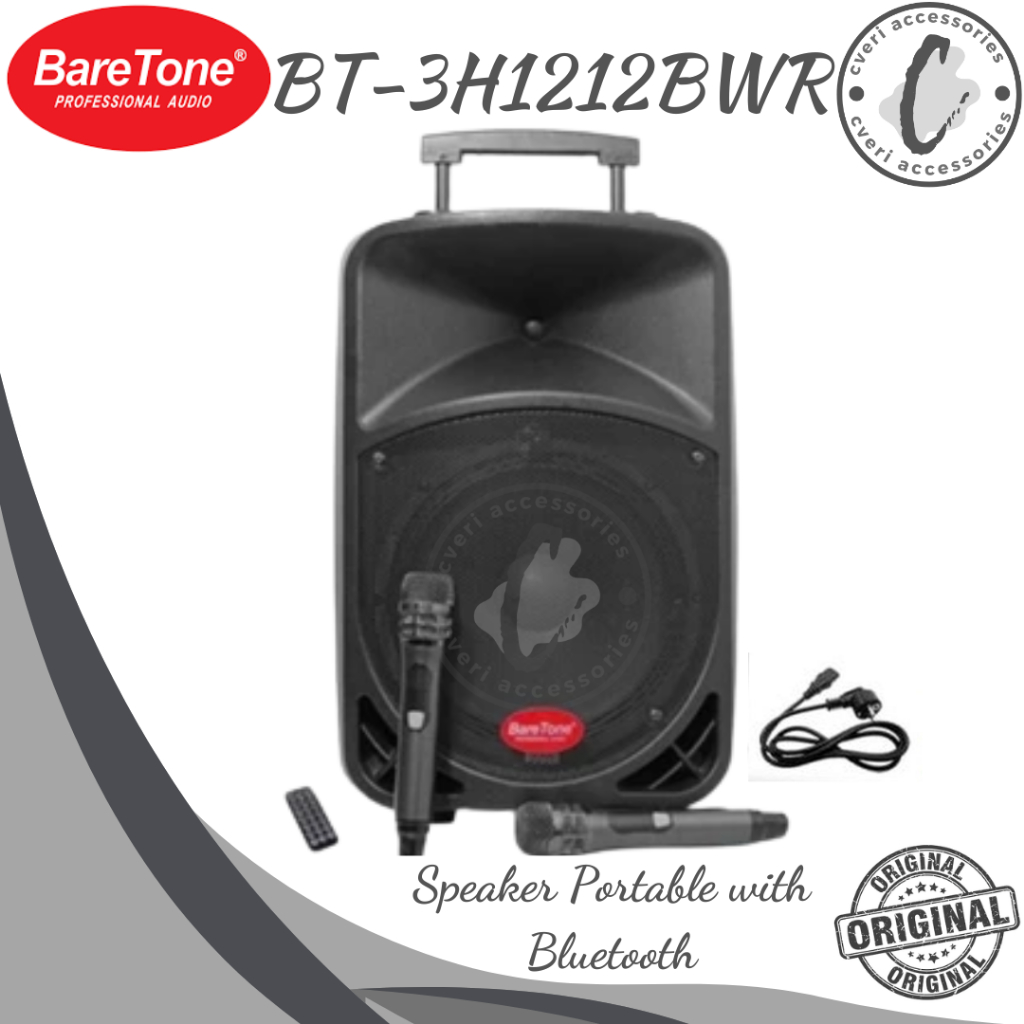 Baretone BT-3H1212 BWR Portable Speaker Aktif Portable Bluetooth BT3H1212BWR