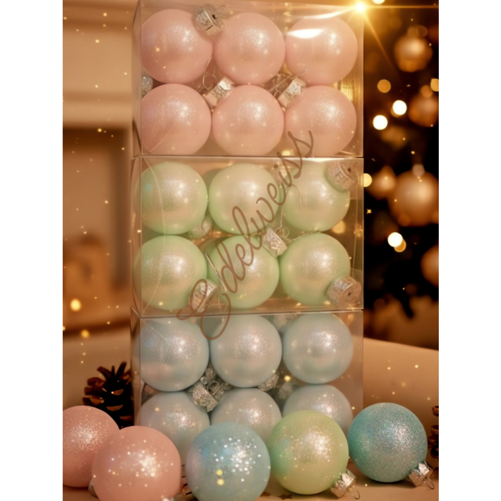 Hiasan Natal / Dekorasi Natal Bola Bening x6