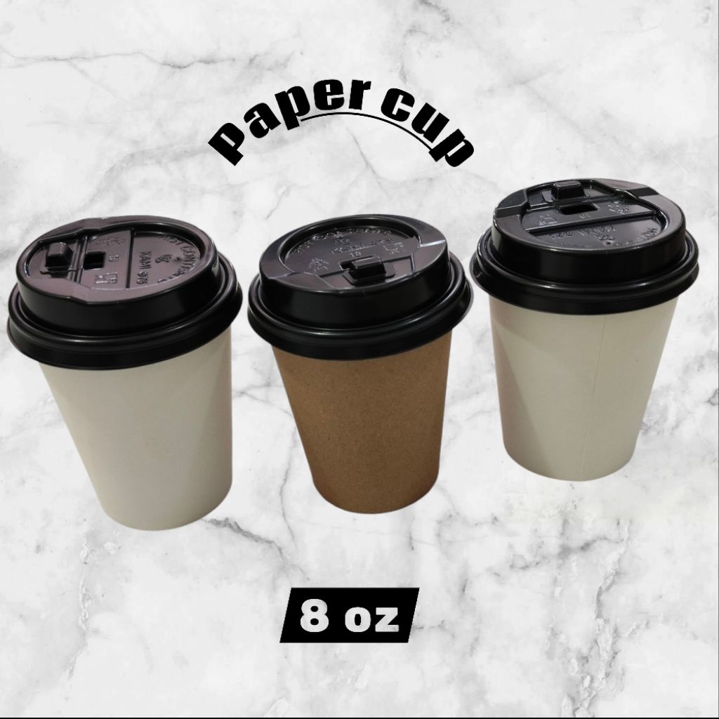 [50pc] PAPER CUP 8 OZ PUTIH POLOS | BROWN KRAFT | Paper Cup Putih Polos | Gelas Kertas | Paper Cup K