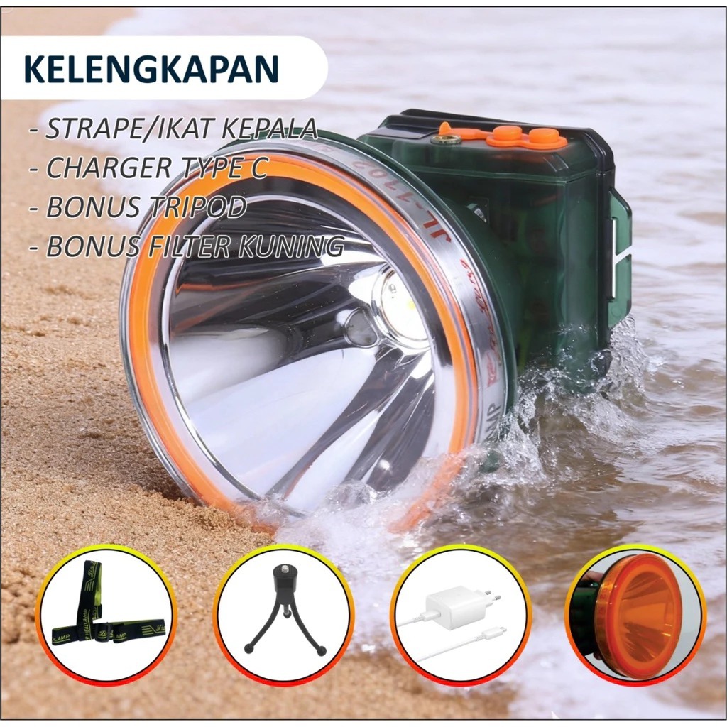 COD~Senter Kepala 500W / Headlamp Jinlong JL 1102 waterproof / Tahan air 500 watt super terang Bater